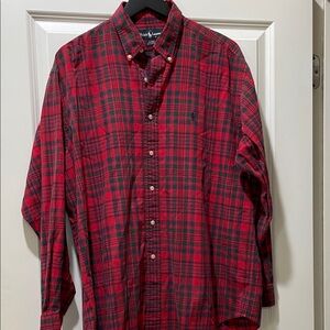 Ralph Lauren Red and Black Plaid Button Down Shirt - see last photo for damage